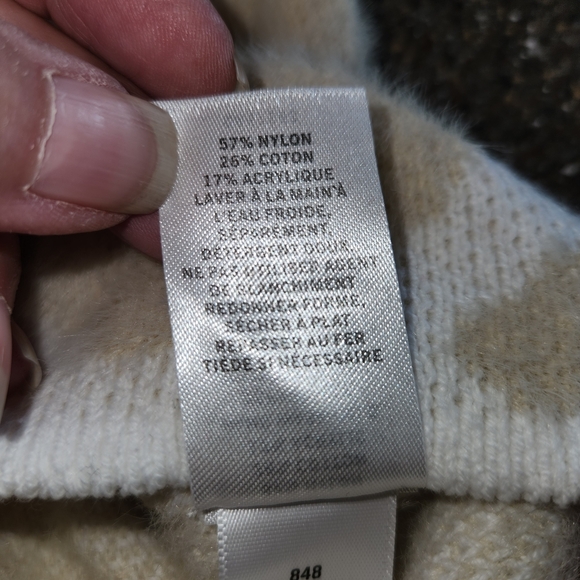 Caslon Tan & Cream Giraffe Print Sweater Size M Super Soft Mock Neck Long Sleeve - Picture 9 of 10